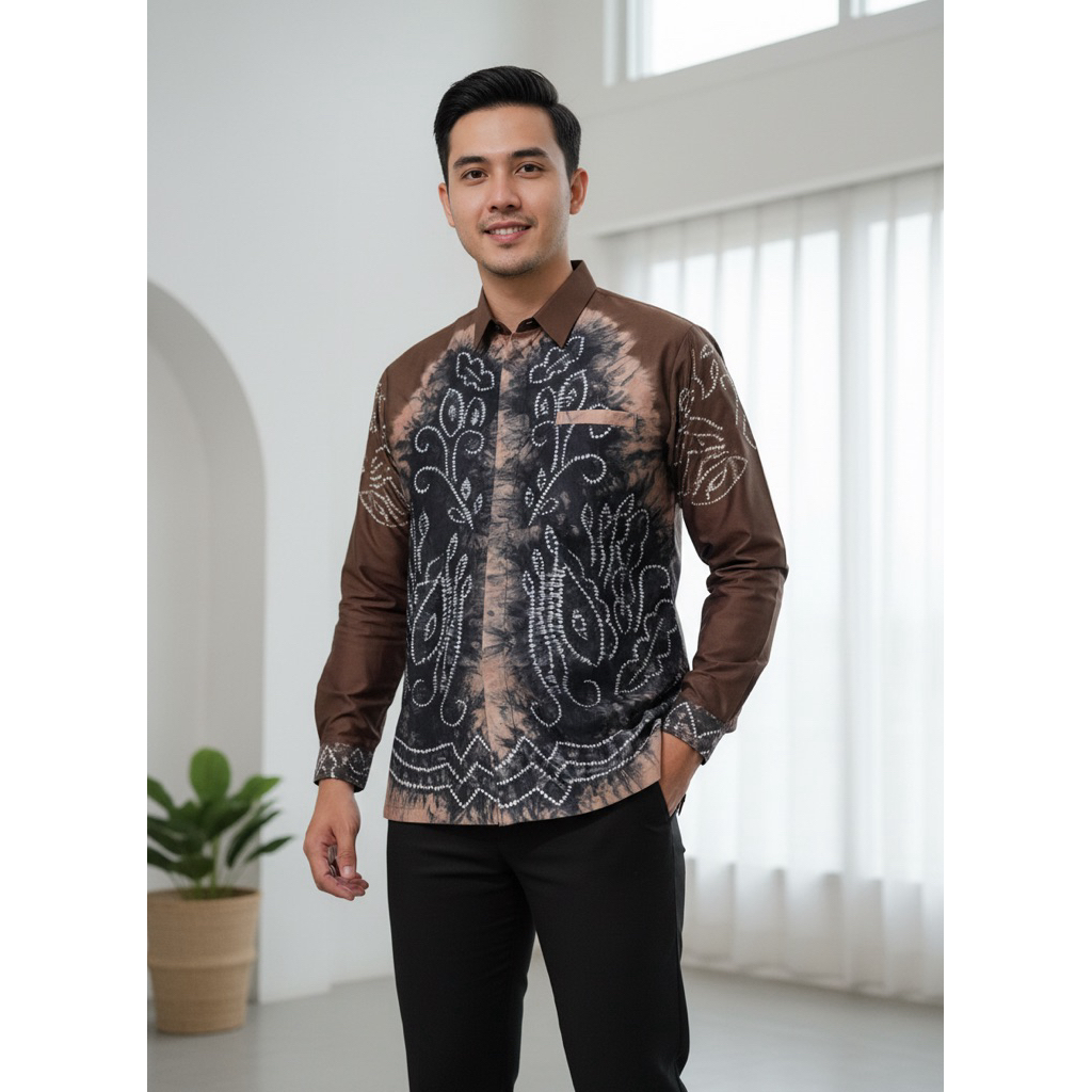 BAJU KEMEJA PRIA MOTIF SASIRANGAN SIZE XXL