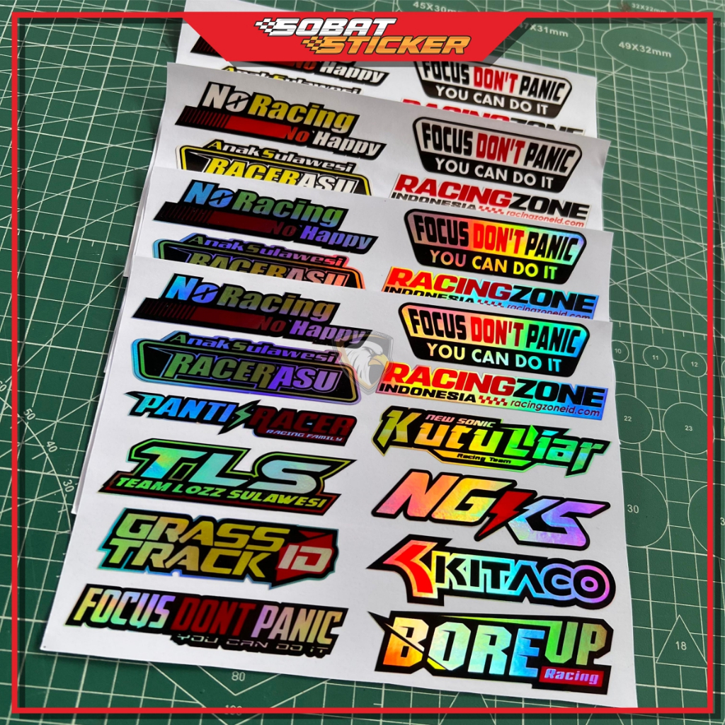 Stiker Pak Sepaket Racing Ngks Bore Up No Racing No Happy Focus Don"t Panic | Stiker Hologram Premiu