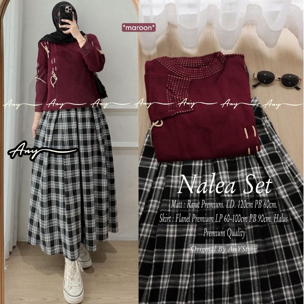 MEDELIN // NALEA // DELVIRA SET // SETELAN BLOUSE RAJUT KATUN ROK MOTIF SQUARE // BY ANY