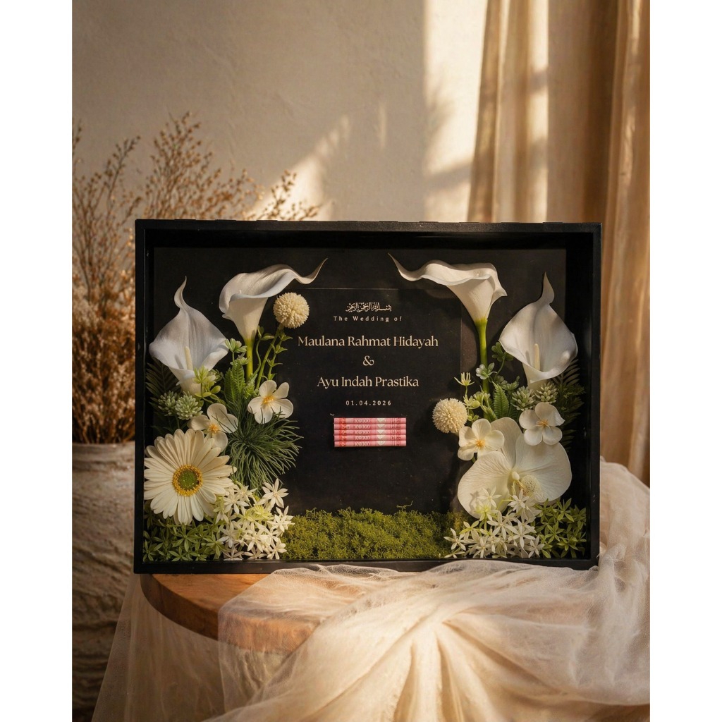 MAHAR PERNIKAHAN / Bingkai Mahar Akrilik Hitam Glossy / Frame Mahar Akrilik Hitam / Mahar Black Acry