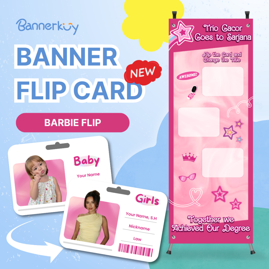 [BARBIE FLIP] X Banner Sidang/Wisuda Kekinian | 160 x 60 cm | REAL BISA DIBALIK