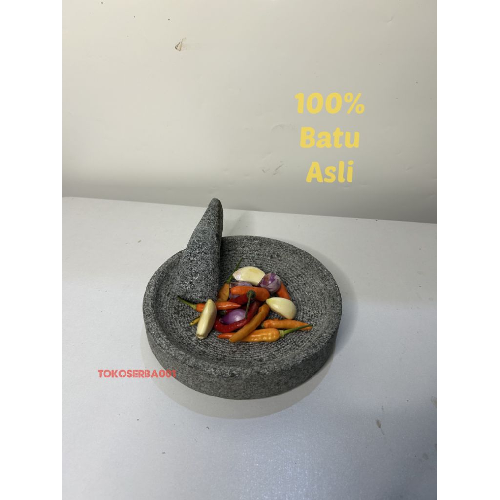 Cobek Cowek Batu Asli Ukuran 18 cm