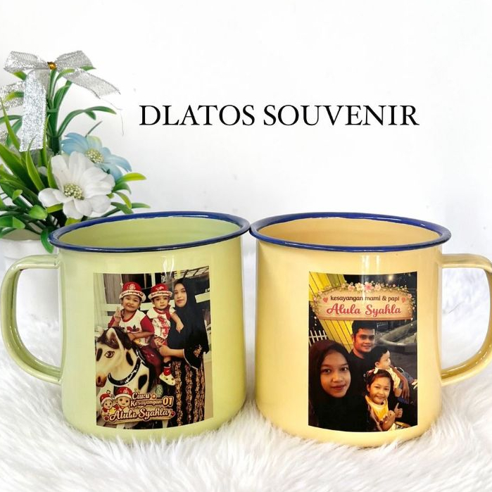 MUG ENAMEL 8CM HIJAUKUNING