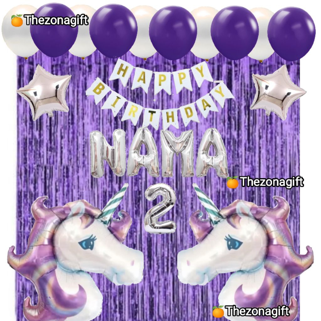 [unicorn ungu] PAKET BALON DEKORASI ULANG TAHUN || PAKET DEKORASI ULANG TAHUN ANAK || SET DEKORASI U