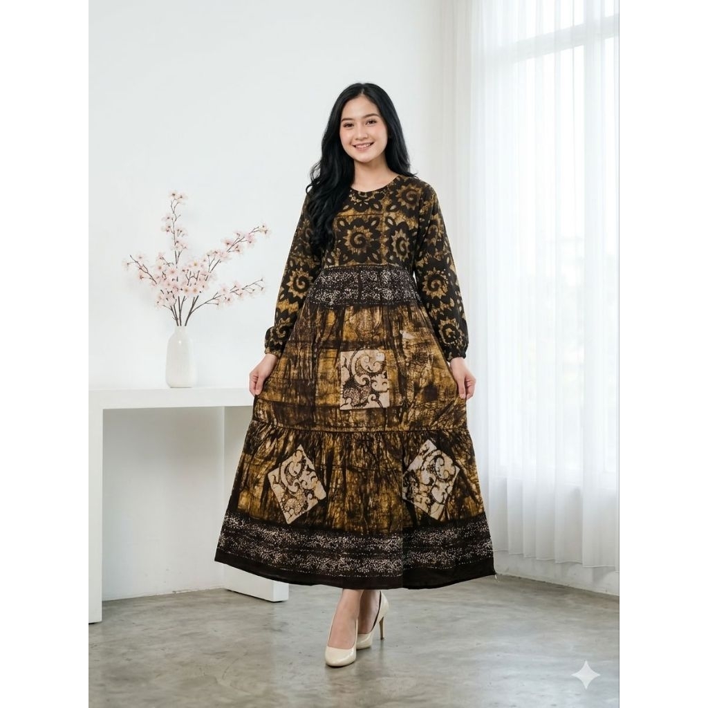 Gamis batik cap /gamis wanita dewasa/gamis nyaman adem