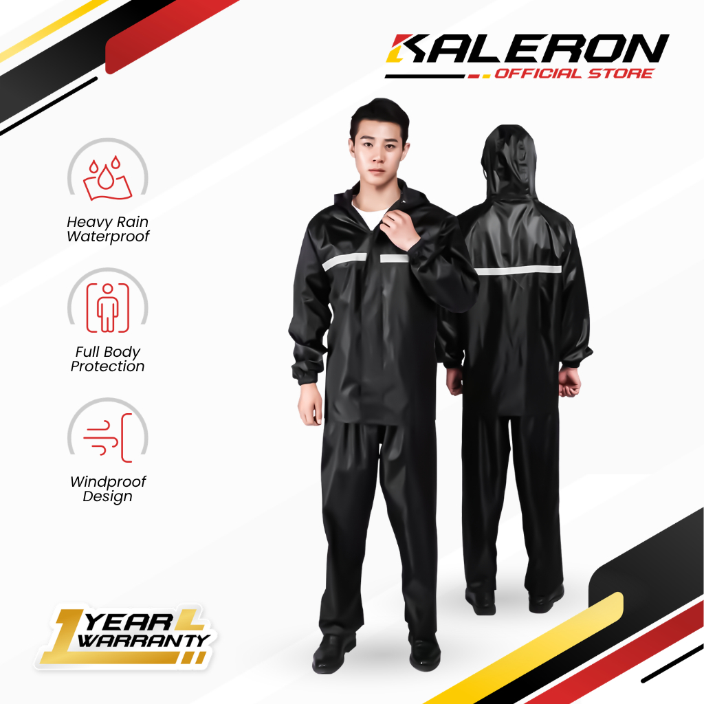 Jas Hujan KALERON Oxford Cloth – Pria & Wanita Tebal Anti Air & Angin dengan Pelindung Wajah