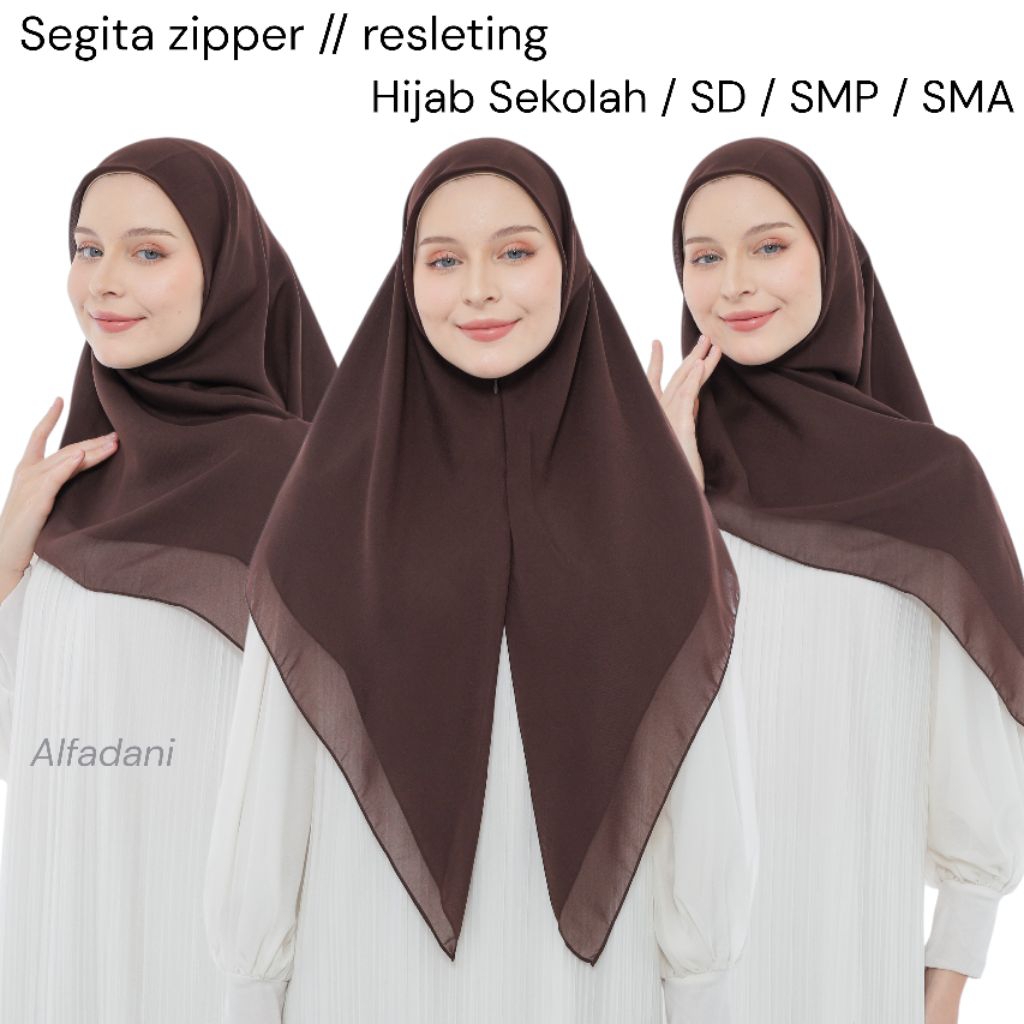Hijab Resleting // Segi Tiga Zipper // Segi Empat  Resleting // Hijab Instan Zipper