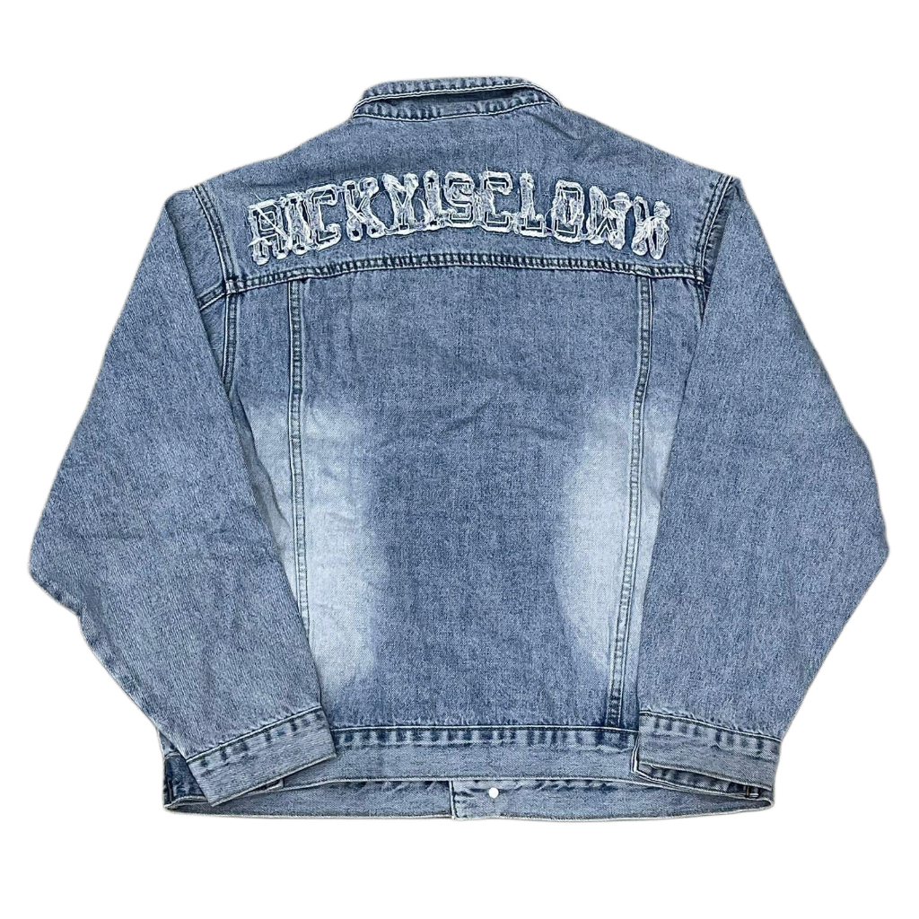 Ricky Is Clown Destroyed Light Navy Denim Jacket / Jaket Branded Original