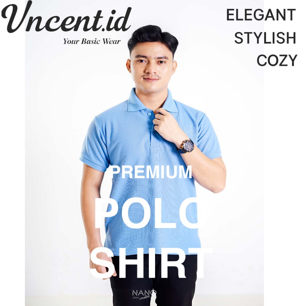 BIRU MUDA Kaos Polo Shirt Pria , Kaos Polos Berkerah