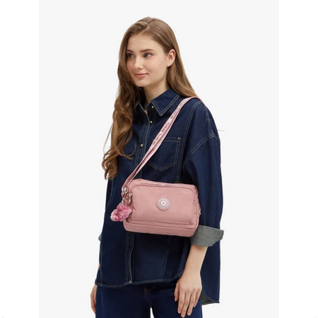 Tas selempang Kipling wanita original - Abanu Zip in glorious pink