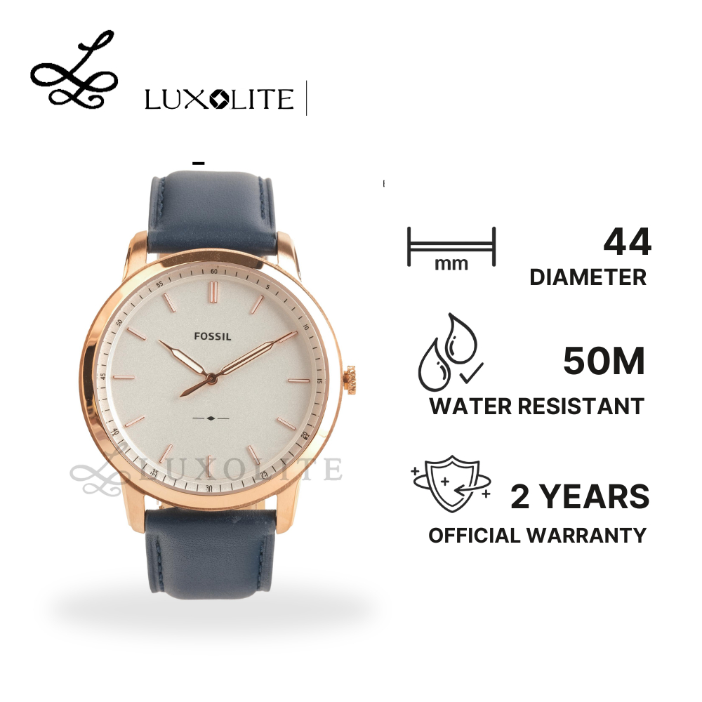[Luxolite] FOSSIL Jam Tangan Pria Analog FS5371 Minimalist Navy Leather Strap
