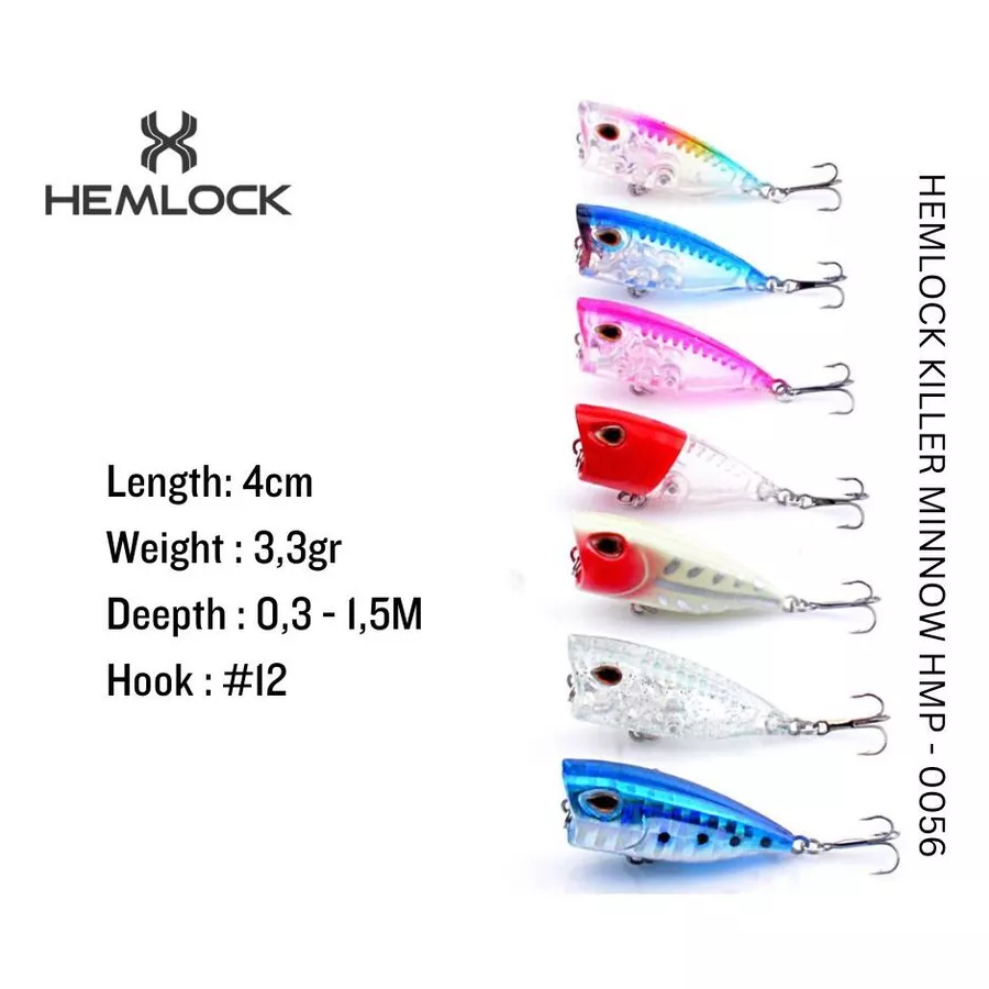 UMPAN PANCING ULTRA LIGHT MINI POPPER, LURE MINI POPPER, MINI POPPER HEMLOCK HMP - 0056, MINI POPPER