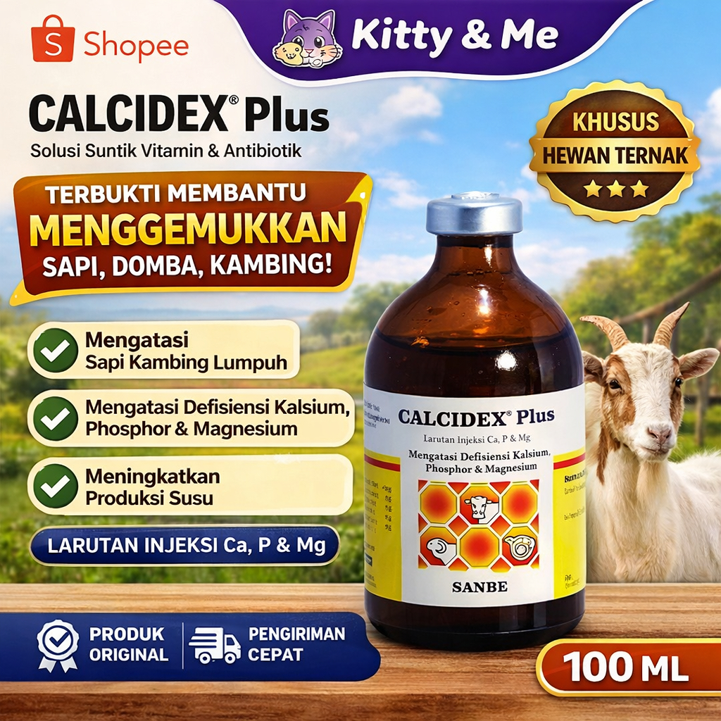 CALCIDEX PLUS 100 ML SANBE - Obat Sapi Kambing Lumpuh Injeksi Ampuh