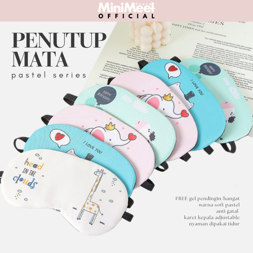 Penutup Mata Pendingin Gel Pastel SerI  Karakter Hewan Kacamata Tidur