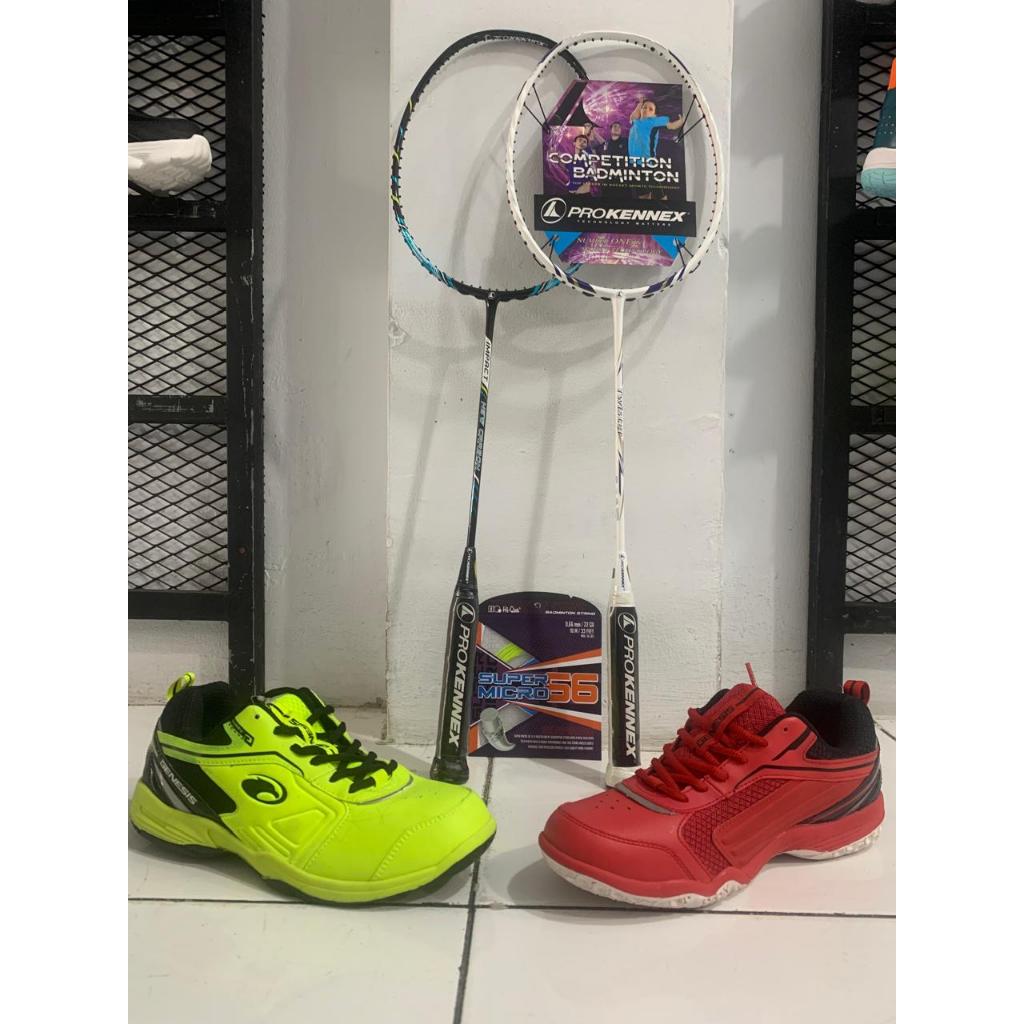 PROMO PAKETAN RAKET BADMINTON PROKENNEX DAN SEPATU GEENESIS ORIGINAL