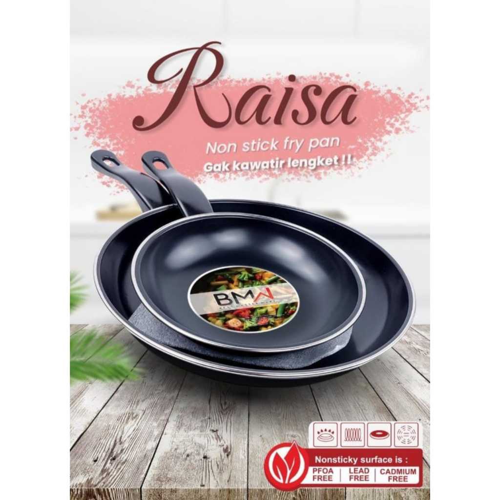 BMW raisa Frypan 1 Set (isi 2 pcs) Teflon Set Diameter 18 cm dan 24 cm / Teflon Anti Lengket