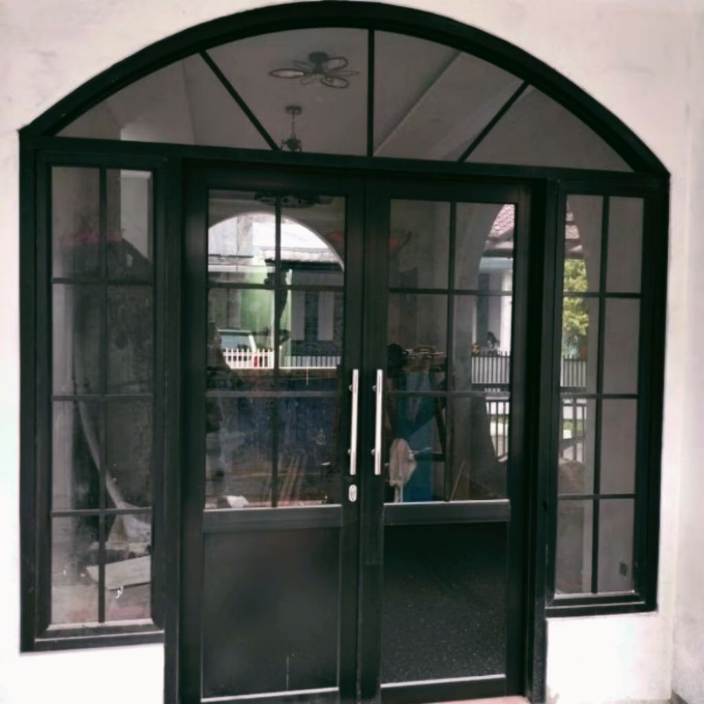 kusen lengkung aluminium pintu & jendela kaca mati desain minimalis costum Untuk rumah modern