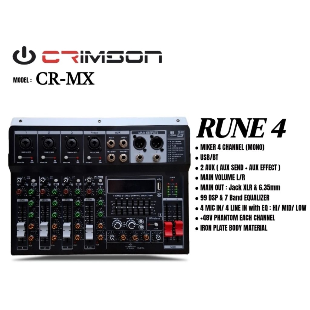 Mixer Crimson CR-MX RUNE 4 Mixer 4 channel 4 Mono Crimson