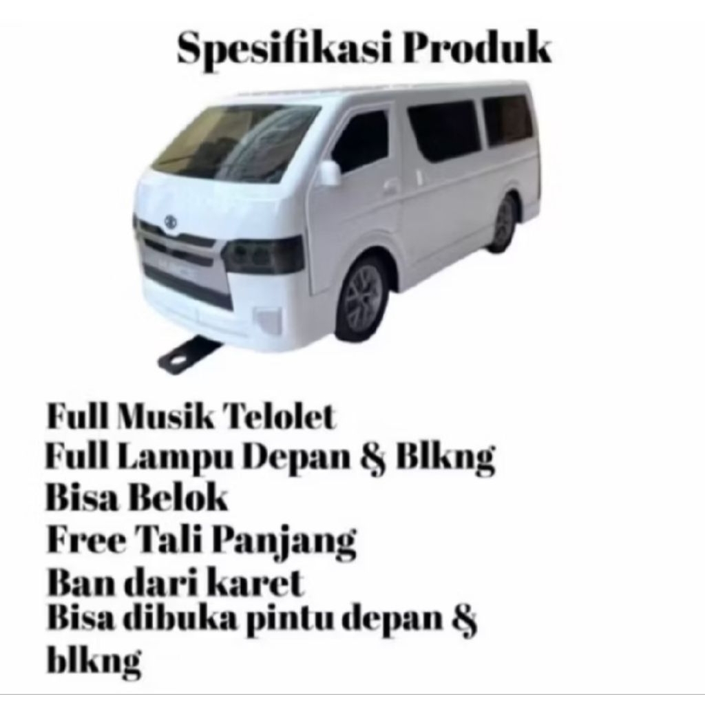 (Dm 02) Mainan Mobil Mini Bus Elf Basuri Telolet Hiace Miniatur Dengan Suara dan Lampu Murah