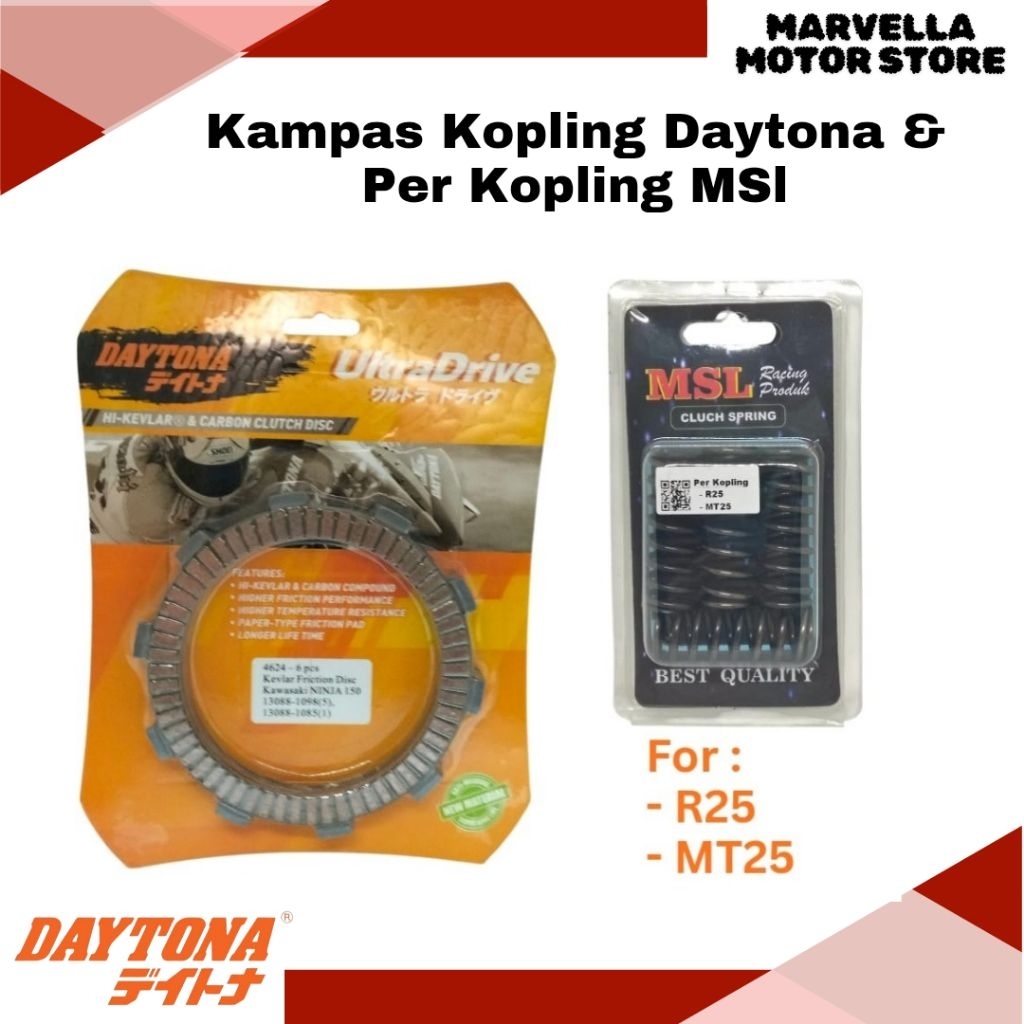 Kampas Kopling Daytona + Per Kopling MSL R25 MT25