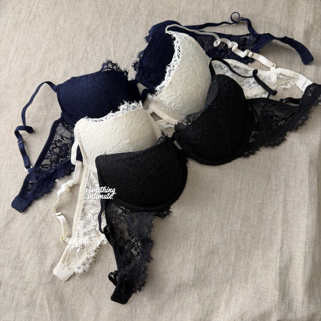 H&M LOVE THE LIFT Full Lace Natural Pushup Plunge Bra for Low Cut Bh Band Semi Wireless Beha Penutup