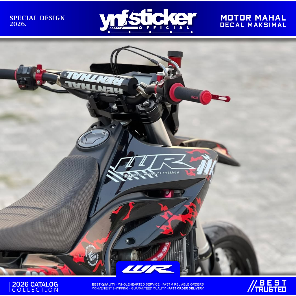 DECAL WR 155R SUPERGLOSSY MERAH HITAM MOTIF API Yamaha WR 155 Motif Desain Abstrack Keren