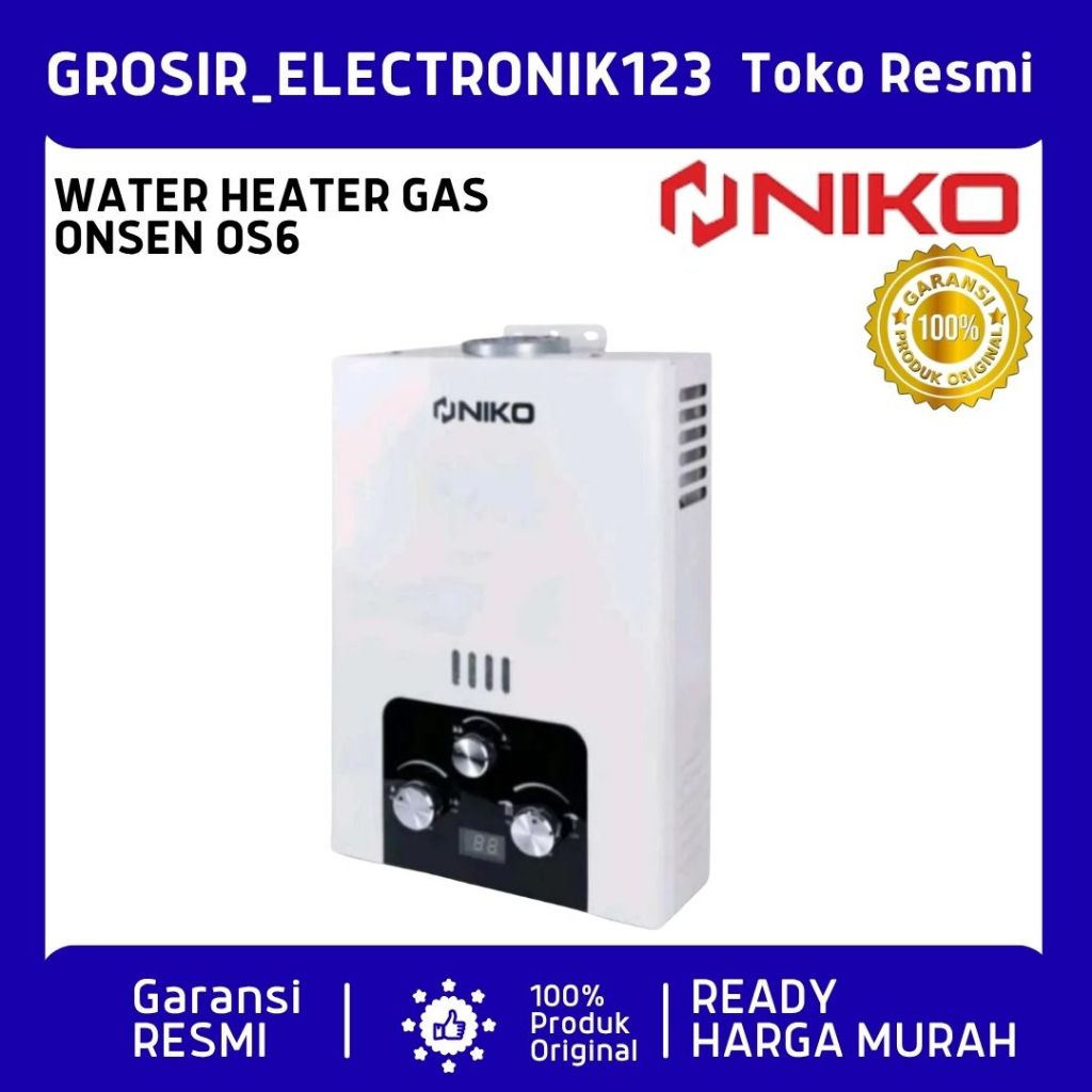 NIKO Gas Water Heater Onsen NoNIKO Gas Water Heater Onsen OS6 Non LED - Niko Pemanas Air Onsenn LED 