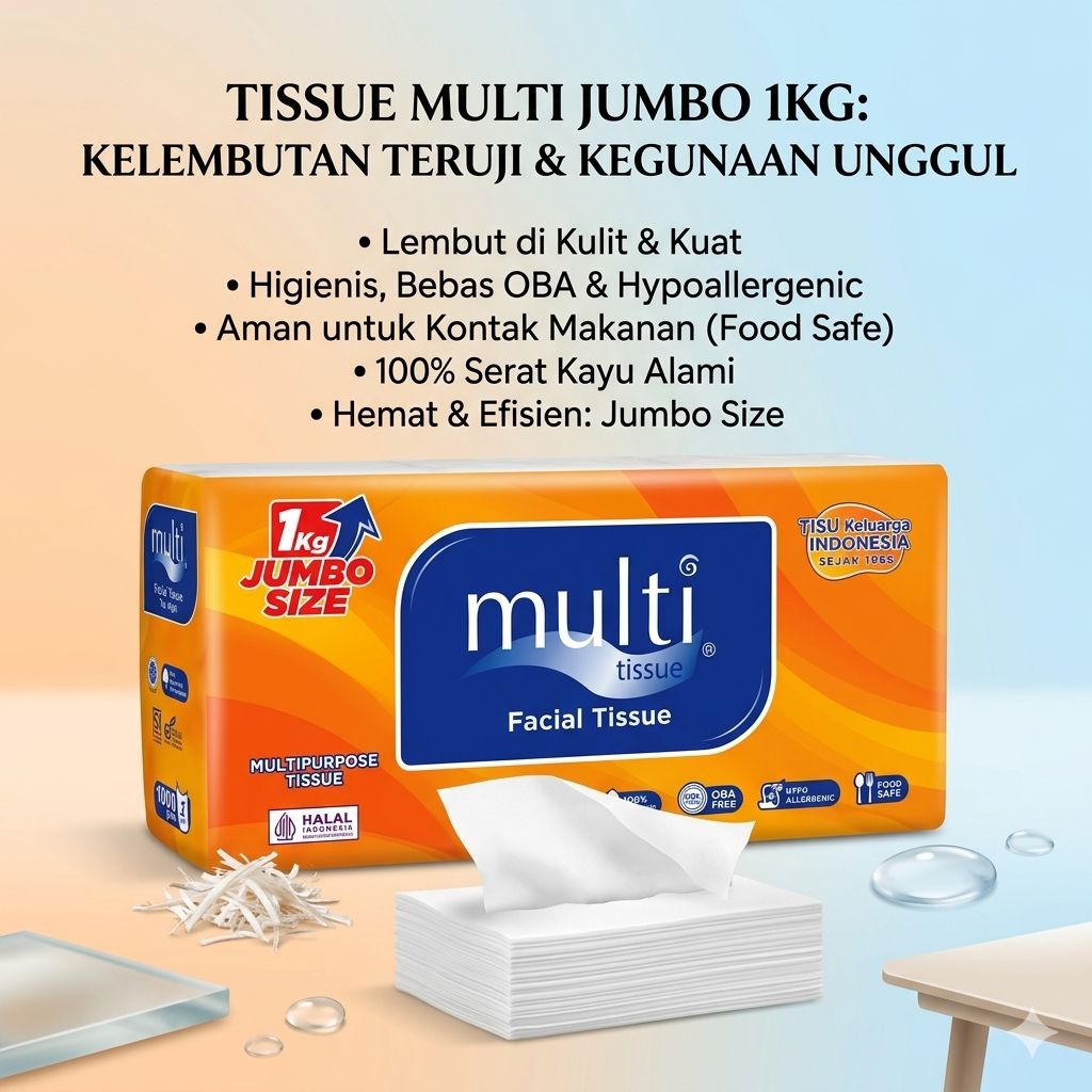Tisu Wajah Multi Facial 1000g - Lembut, Daya Serap Tinggi, Praktis Multi Facial Tissue 1kg Jumbo Siz