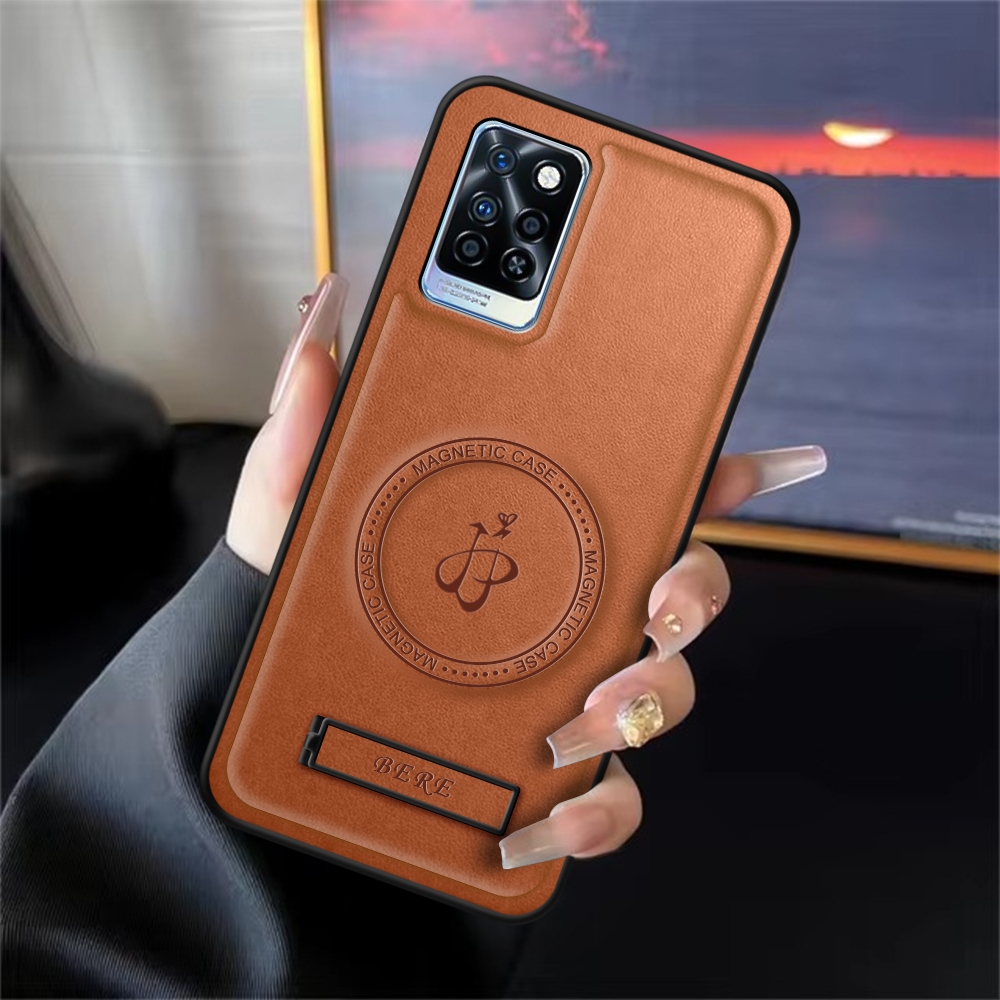 Casing Infinix Note 10 Pro Case Leather Magnetic Standing Premium