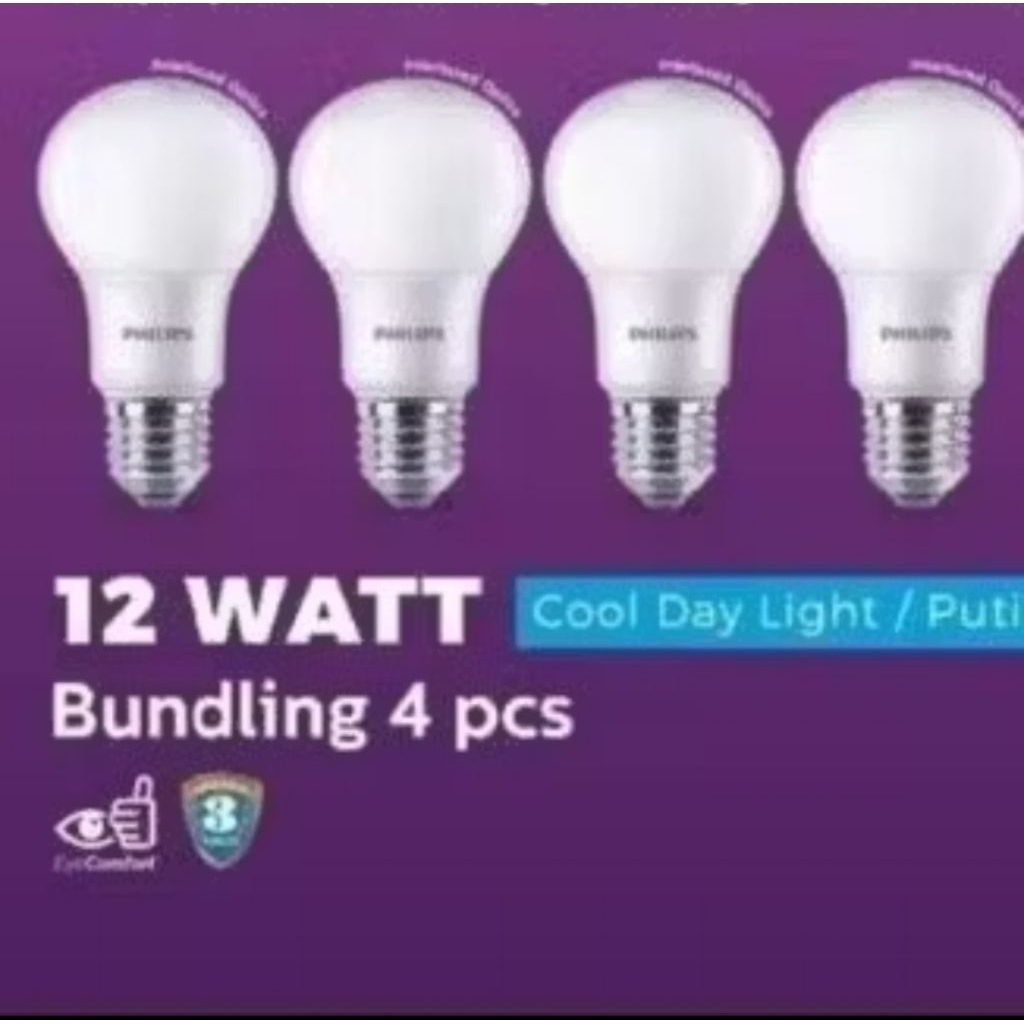 4 pcs lampu philips 12 watt multipack lampu led