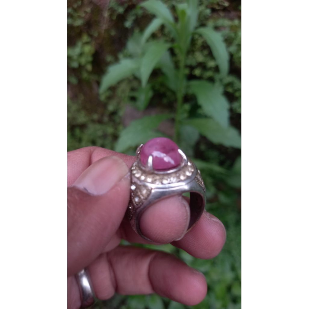 cincin batu aji peninggalan natural ruby merah delima