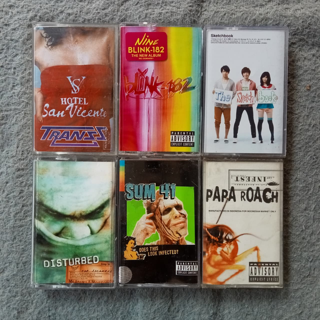 [USED ITEMS] Kaset Pita Original & Bootleg - TRANSS - Blink 182 - The Sketchbook - Disturbed - SUM 4