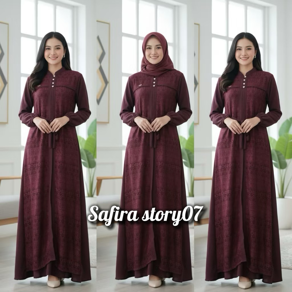 Gamis Lebaran Brukat Safira Gamis Syari Ukuran L XL XXL Gamis Jumbo Murah Dress Terbaru Gamis Kekini