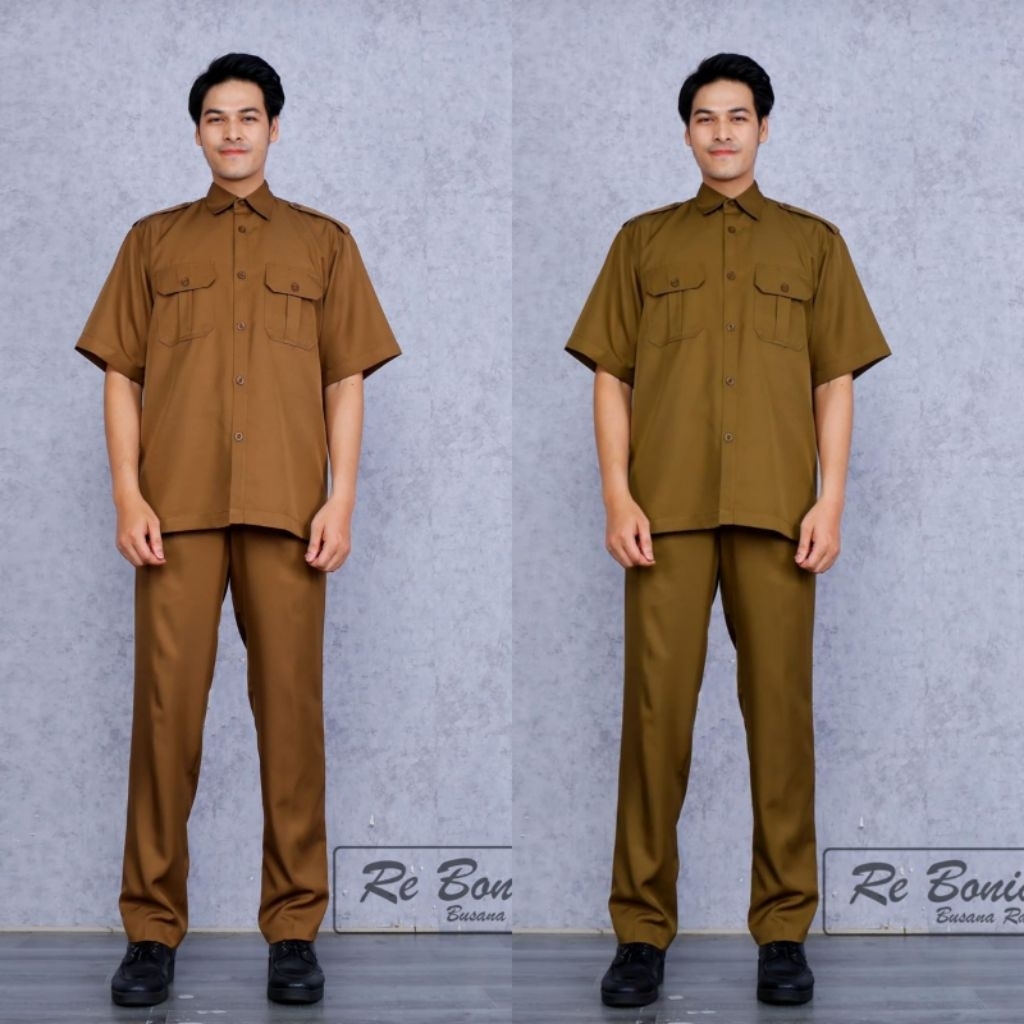 Seragam PDH Kheki Pria Re Bonia  , Baju Dinas ASN,PNS,PEMDA,GURU , Kheki Tua ASN Pria , Seragam Pemp