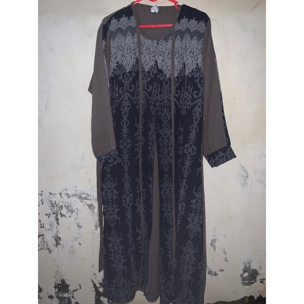 preloved gamis wanita abu abu