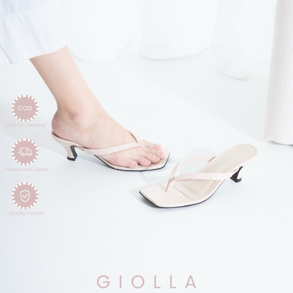 GIOLLA Official Oscar Sendal Heels Jepit Wanita 5 Cm Simple Elegan (Tersedia Size 36-41)