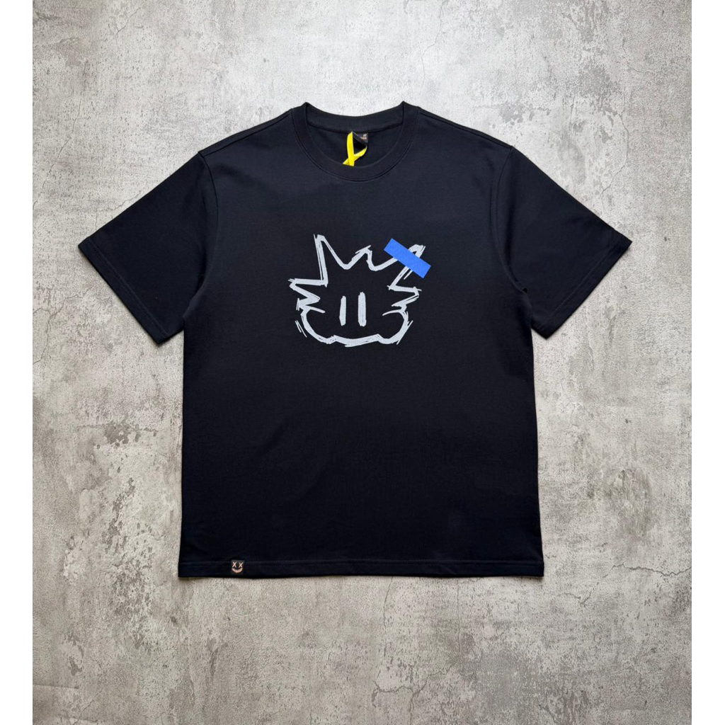 Ricky is clown photo sticker reflective black t shirt