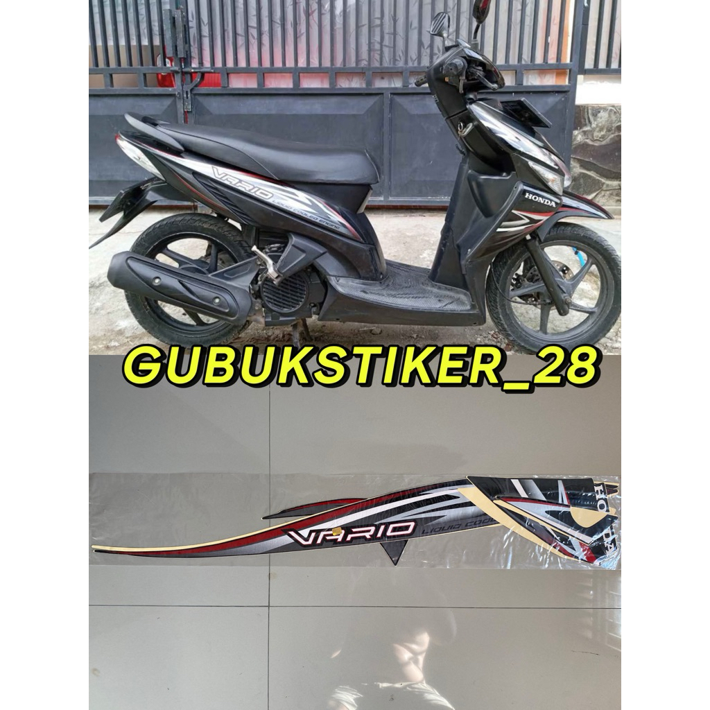 STRIPING STIKER LIS BODY MOTOR HONDA VARIO 110 KARBU 2012 CW HITAM