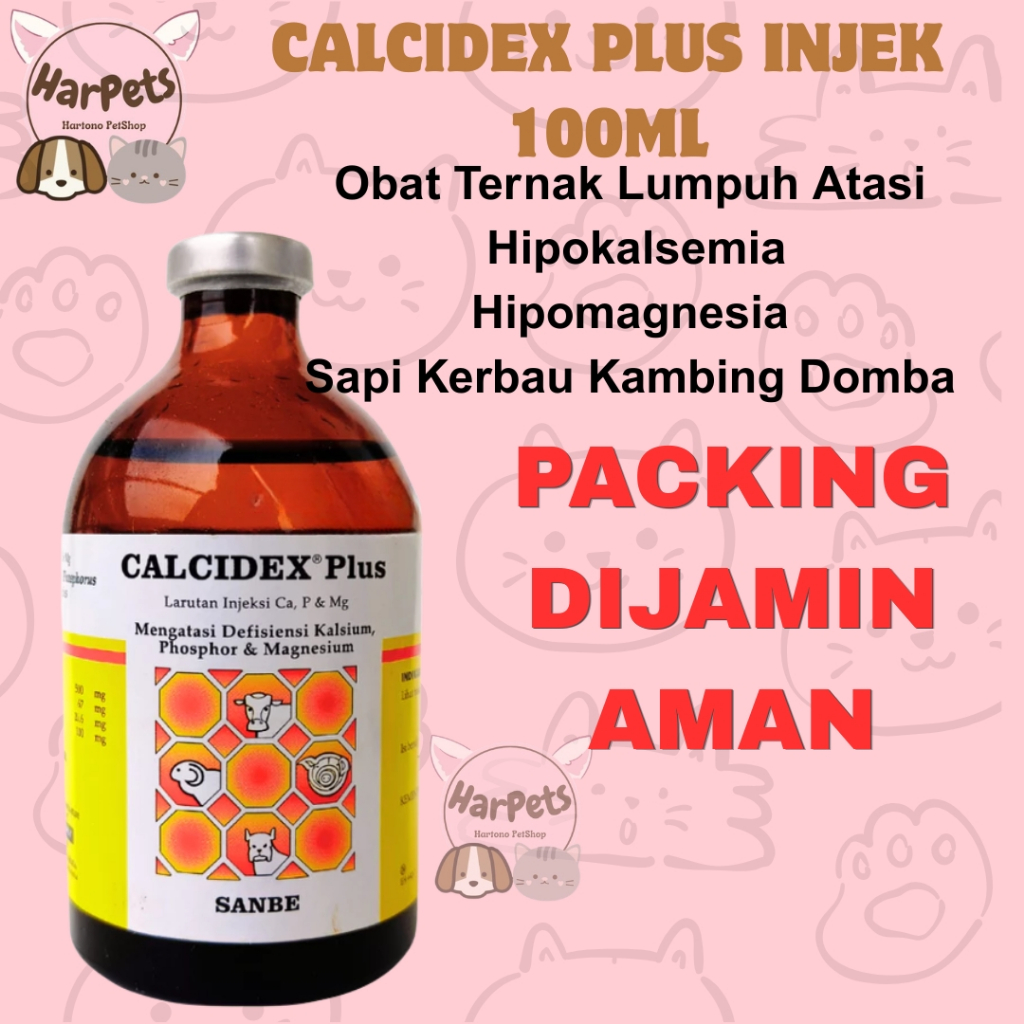 CALCIDEX PLUS 100 ML - Obat Ternak Lumpuh Atasi Hipokalsemia Hipomagnesia Sapi Kerbau Kambing Domba