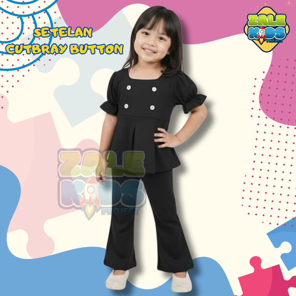 Setelan Anak Perempuan Cutbray 1-10 Tahun Set Cutbray Anak Perempuan Tanggung Oneset Kancing Cutbray