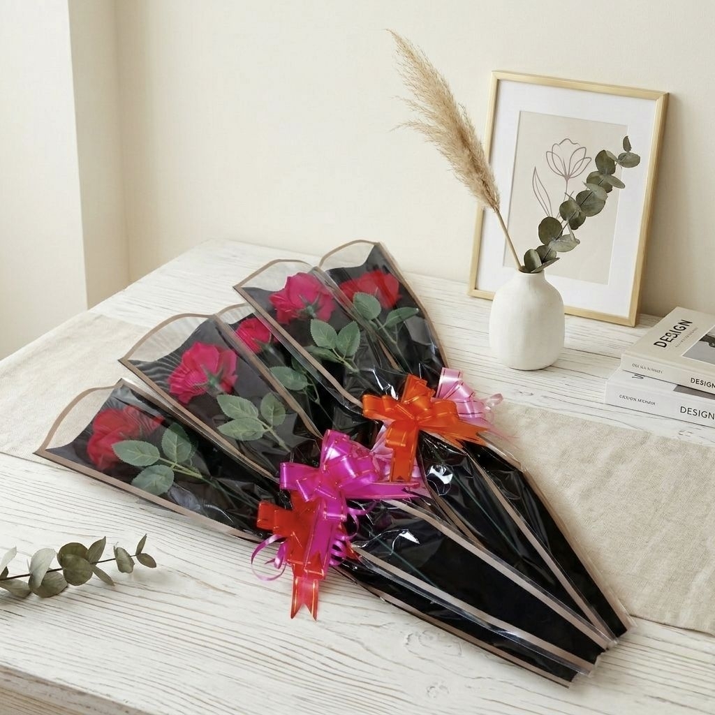Buket Bunga Mawar 1 tangkai Single Flower / Buket Bunga Wisuda / Buket Bunga Valentine / Buket Bunga
