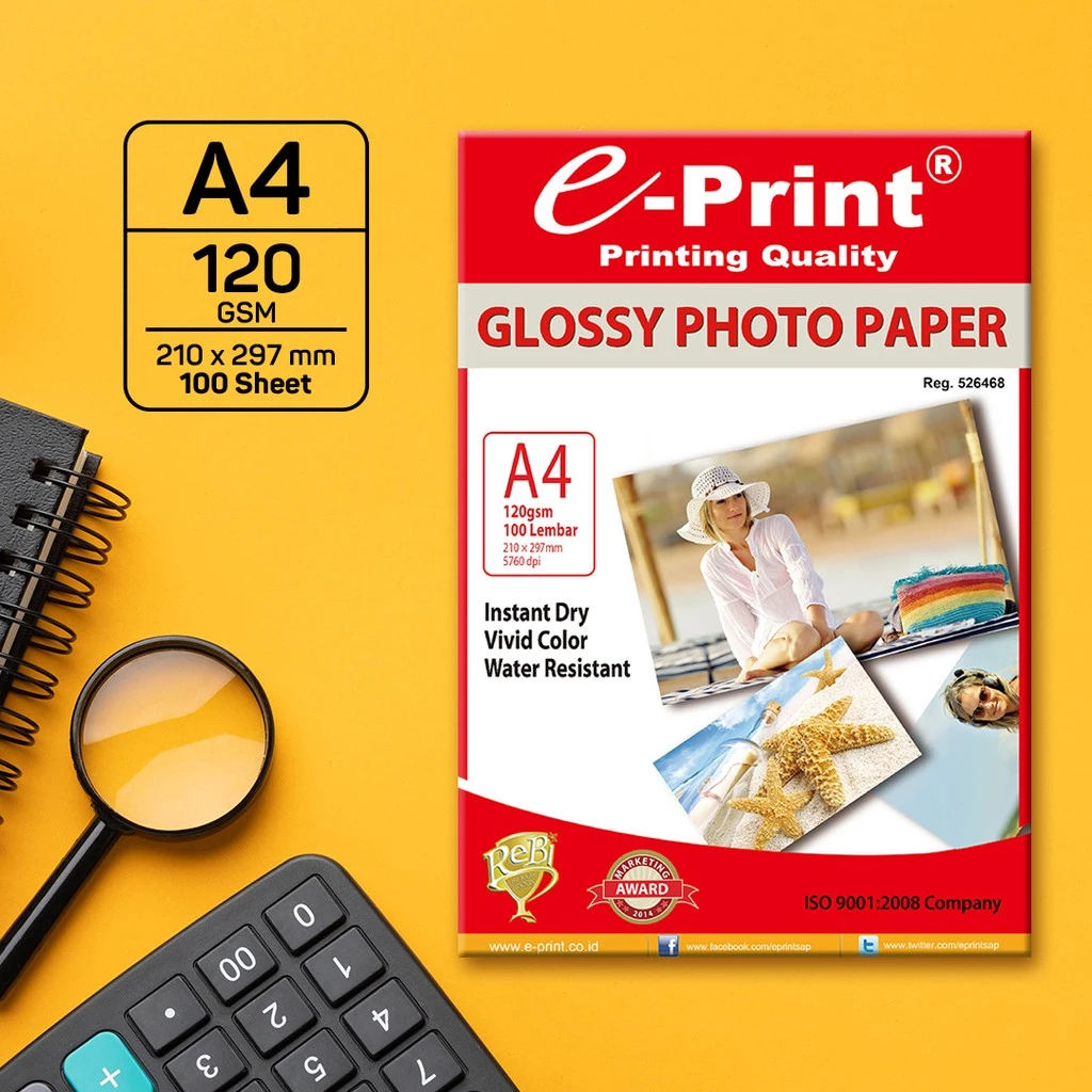 Kertas Photo Glossy Photo Paper E-Print A4 120Gsm - 100 Lembar