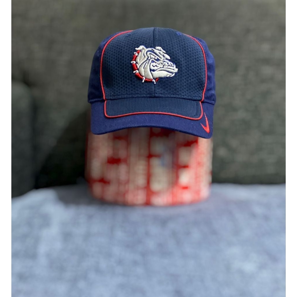 VINTAGE Topi Nike Team Gonzaga Bulldogs NCAA Original Navy Blue Second Lawas Ukuran Besar