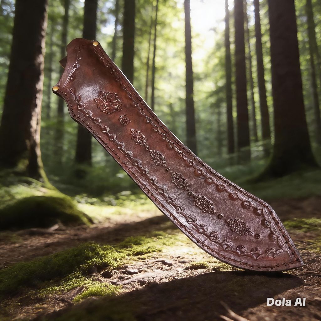 Sarung pisau kulit asli model bilah bullnose