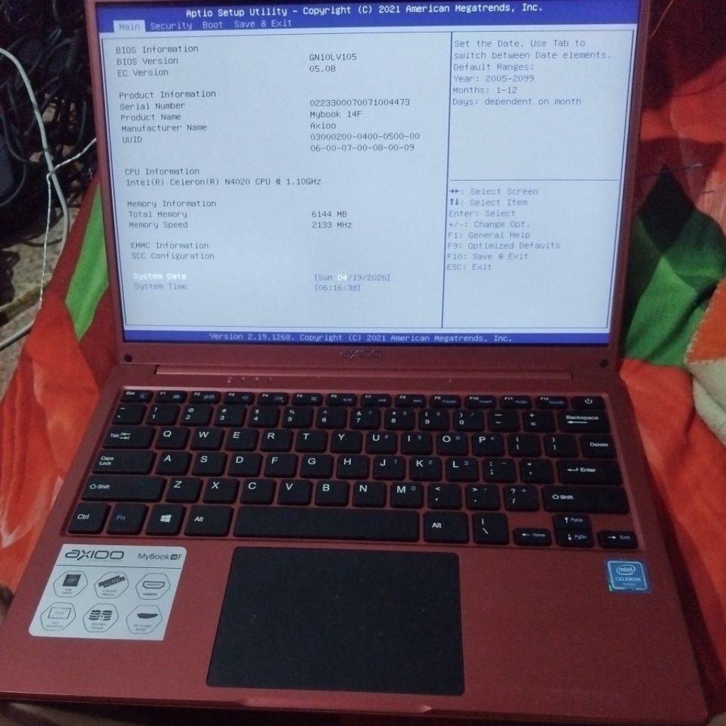 Laptop axioo mybook 14F