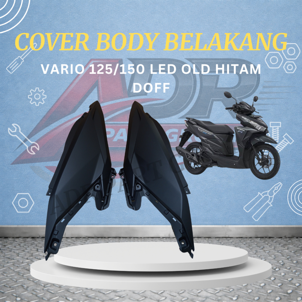 Cover Body Belakang Honda Vario 125/150 Led Old Bodi Samping Vario Led Old HITAM DOFF Tenshi