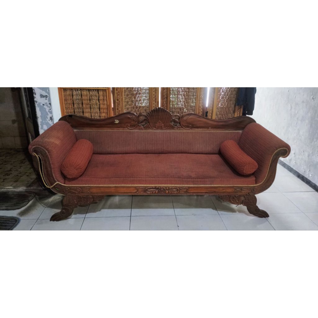 sofa kayu jati free guling, preloved, bekas pakai