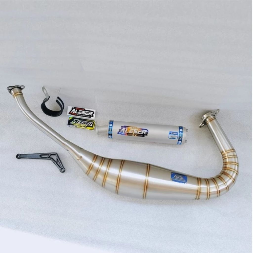 KNALPOT ALESER RX KING PERUT BESAR FULL STAINLESS SILENCER SILVER LAS CACING PNP KOLONG