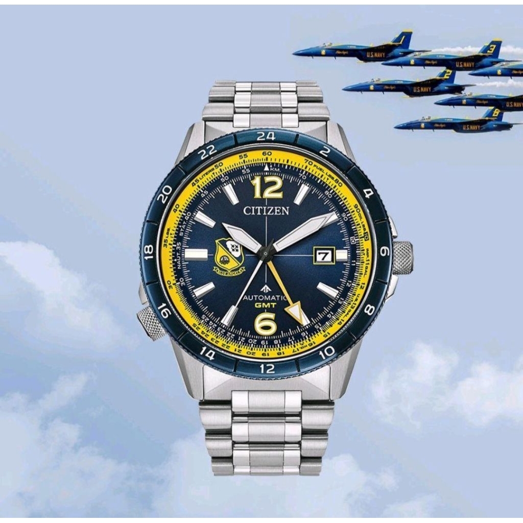 Jam Tangan Citizen Promaster SKY NB6044-54L  Automatic GMT Blue Angel  WR200M Magnetic Resistant Sap