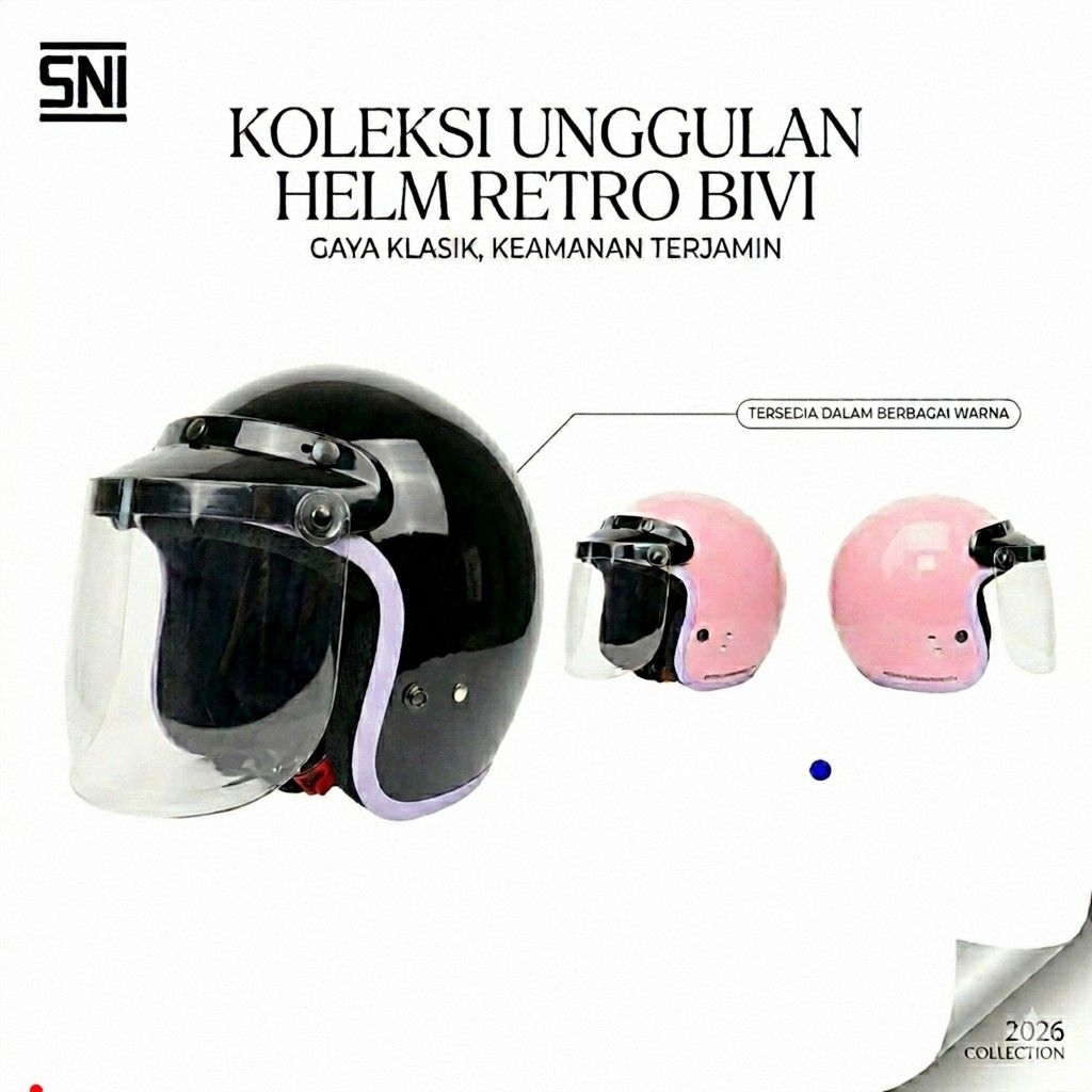 HELM Bogo BIVI PREMIO LIST UNGGU Half Face SNI